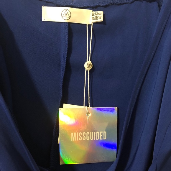 Misguided Blue Spaghetti Strap Wrap Dress - Picture 3 of 6